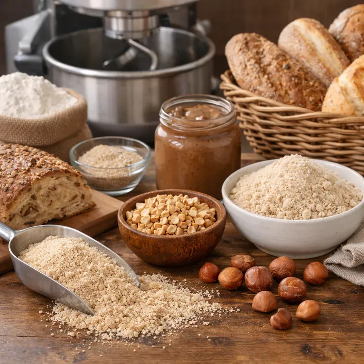 Hazelnut meal for bread improvers illustration
