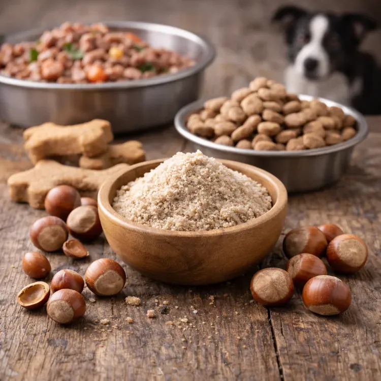Hazelnut meal for pet food formulations illustration