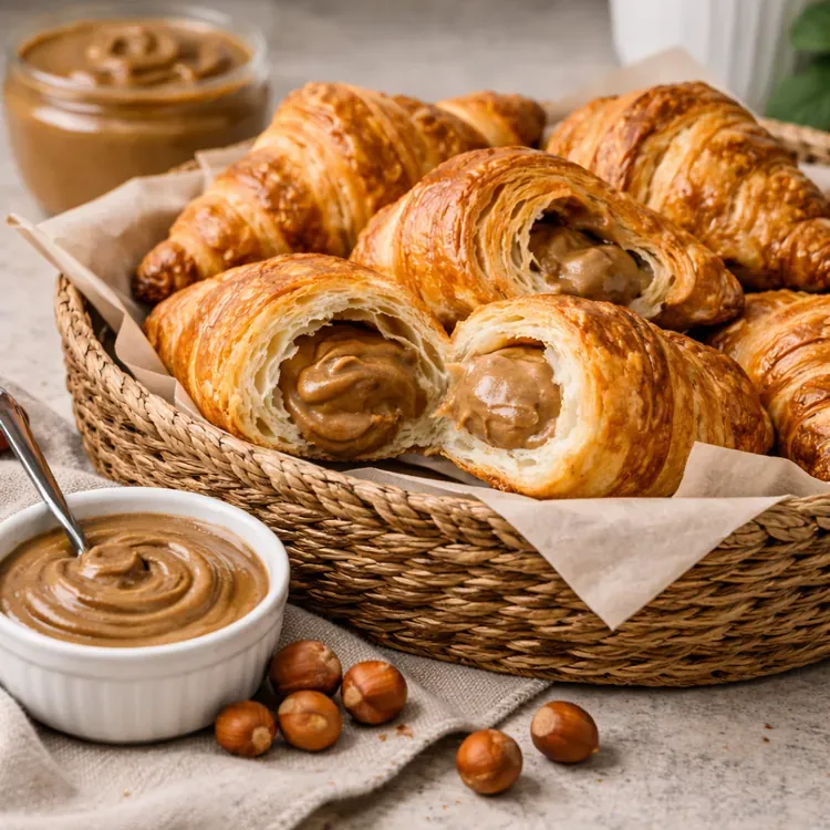 Hazelnut paste in croissant fillings illustration