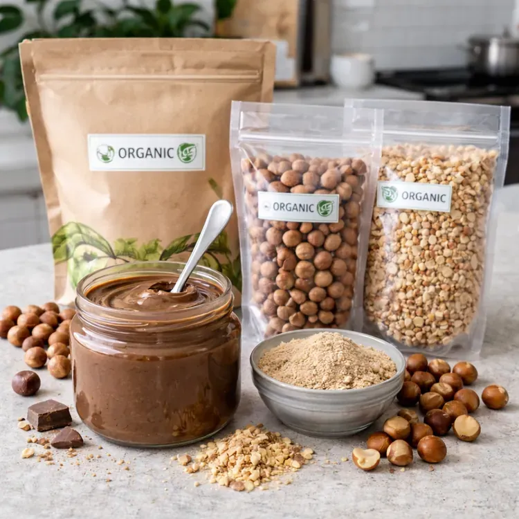 Organic hazelnut ingredient programs illustration